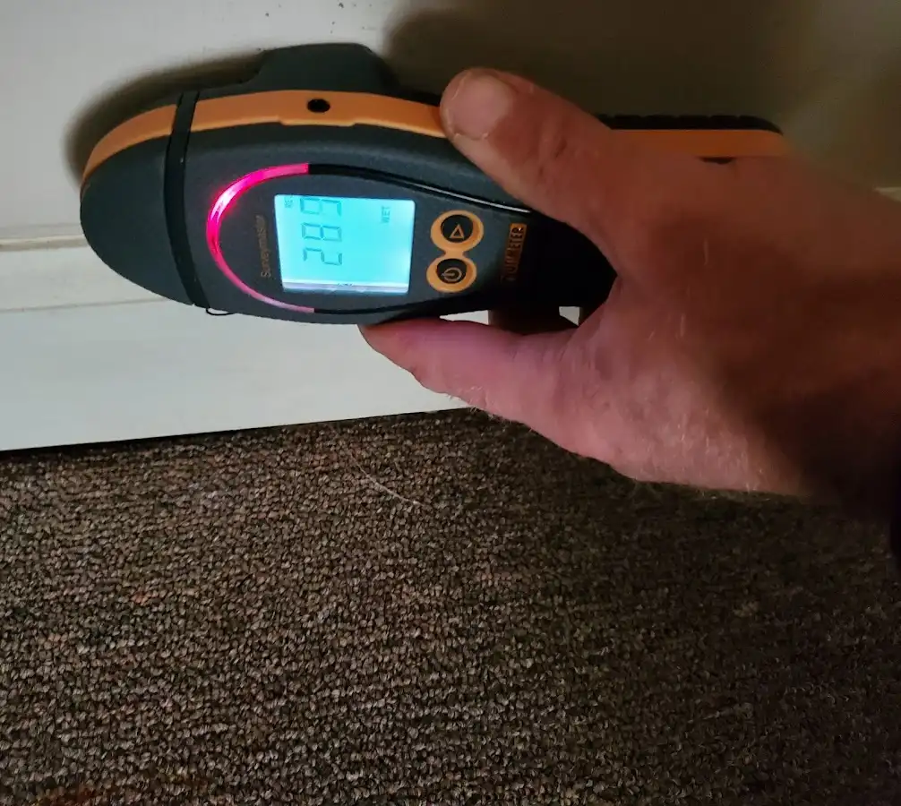 Moisture detection at baseboard during Burst Pipe Cleanup in Lake Stevens